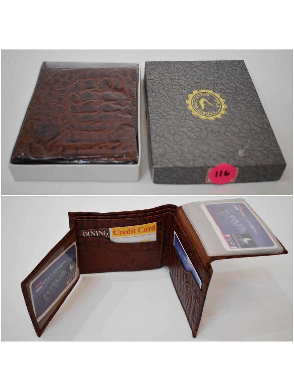 Andrue Handmade Italian Leather Crocodile Pressed Men Male Bifold Wallet 116
